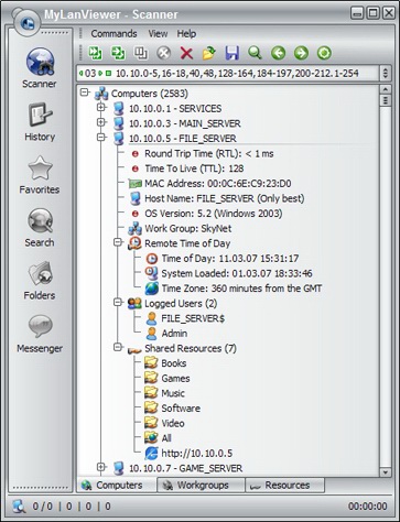 IP scanner, NetBIOS scanner, network scanner and  LAN messenger.