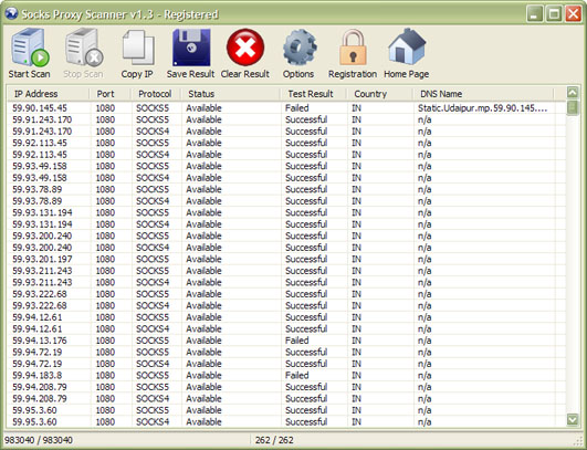 Click to view Socks Proxy Scanner 1.6.0 screenshot