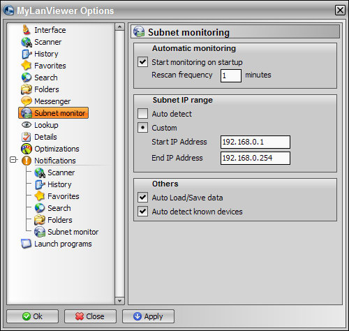 MyLanViewer options